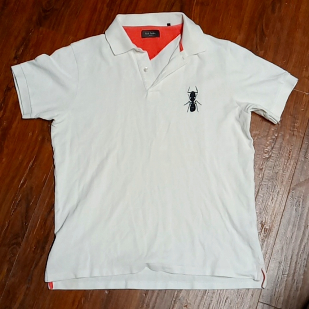 Paul Simon London Embroidered Ant Polo White Mens size Medium